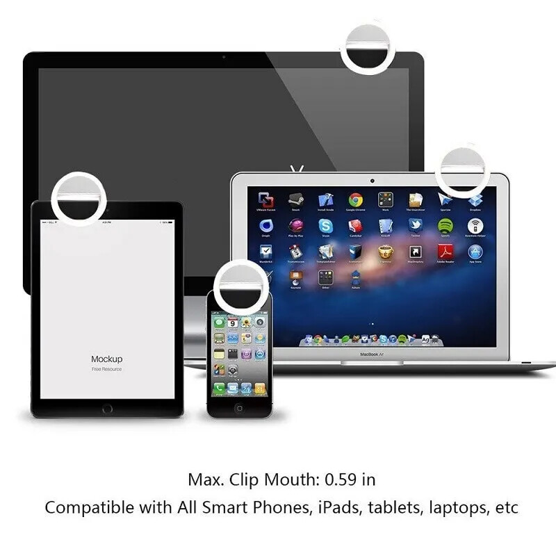 LED светлинен пръстен USB Charge Led Selfie Ring Light Съвместим с iPhone Samsung Xiaomi Мобилен телефон Щипка за пръстен на обектива Лампа за селфи