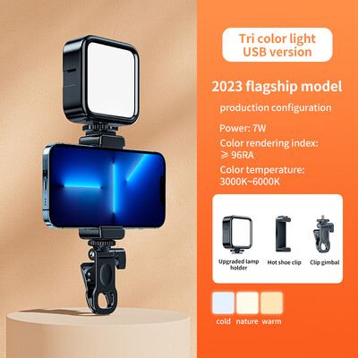 Prijenosno mini selfie svjetlo za punjenje, punjivo 3 načina, podesiva svjetlina, kopča za mobilni telefon, računalo, svjetlo za punjenje