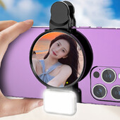 Selfie Reflector Mirror Svjetlo za punjenje mobilnog telefona sa stabilnom kopčom Univerzalno stražnje selfie Clip Mirror Svjetlo za selfije za fotografiranje
