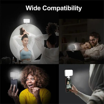 Λάμπα πλήρωσης LED Selfie Light 1000Mah Επαναφορτιζόμενο με κλιπ βιντεοδιάσκεψης Φως 3 Λειτουργίες φωτός για φορητό υπολογιστή tablet κινητού τηλεφώνου