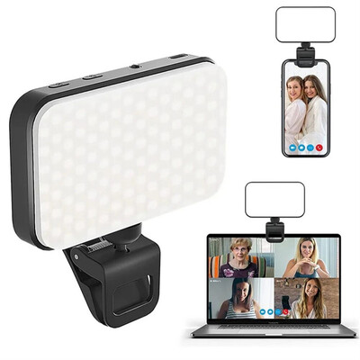 Žarulja za punjenje LED svjetlo za selfije 1000 Mah punjivo svjetlo za video konferencije s štipaljkom 3 načina osvjetljenja za mobitel tablet prijenosno računalo