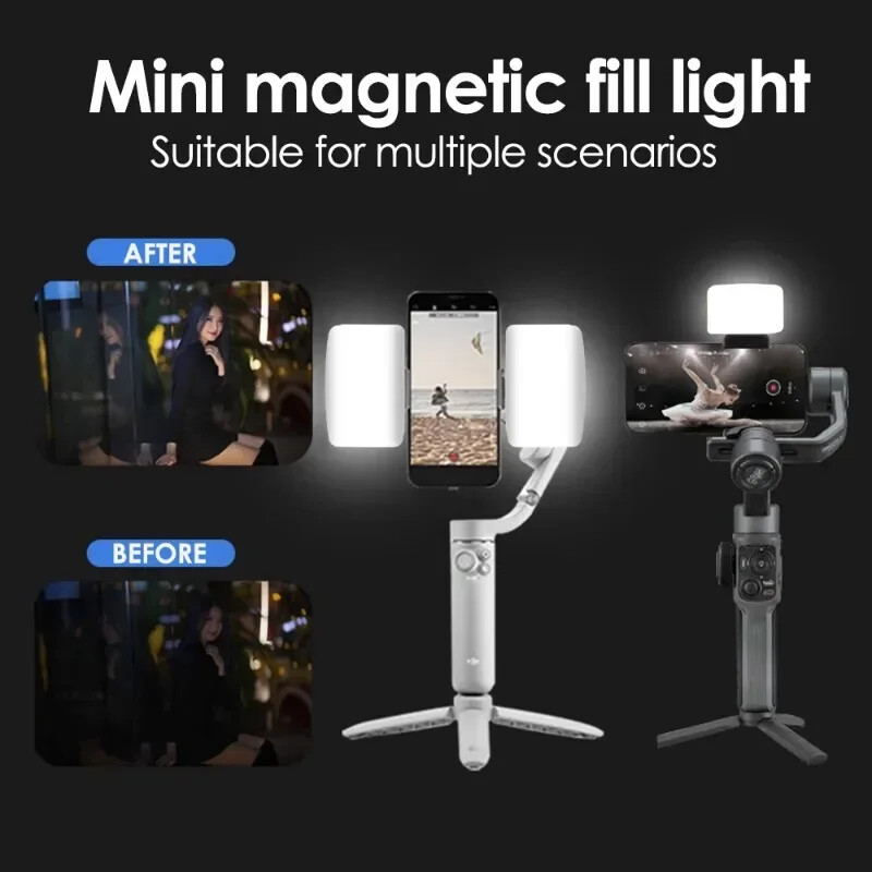 Mini magnetsko dopunsko svjetlo za DJI Insta360 Dodaci za ručne kamere Podesivo 6500K LED video svjetlo Svjetlo za selfie mobilni telefon