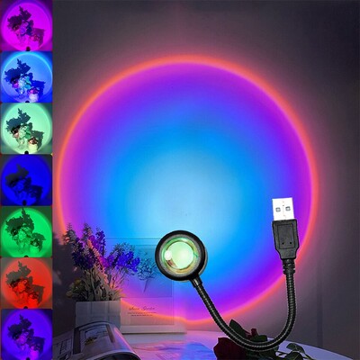 Lampă de proiecție RGB pentru apus de soare Lampă de proiecție cu LED pentru apus de soare pentru fotografie Selfie Party Home Living Room Decor