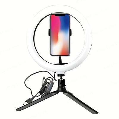 Lampă cu inel pentru selfie cu LED Iluminare inel pentru selfie cu telecomandă USB fotografică pentru TikTok YouTube Video Live Suport pentru telefon și trepied