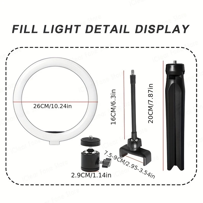 LED пръстен за селфи лампа Осветление за пръстен за селфи Фотографска USB дистанционна запълваща светлина за TikTok YouTube Video Live Поставка за телефон и статив
