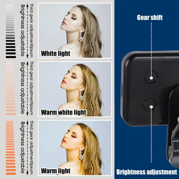 Επαναφορτιζόμενο LED Selfie Fill Light με 3 Λειτουργίες Φωτός Ρυθμιζόμενη φωτεινότητα Κλιπ βίντεο για φώτα για iPhone για iPad Vlog για φορητό υπολογιστή iPhone