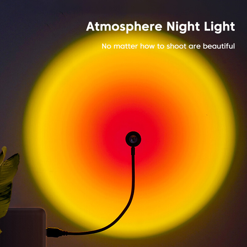 Led USB lampa za zalazak sunca Noćno svjetlo Projektor Dekoracija za rođendansku zabavu Prijenosno svjetlo za raspoloženje za spavaću sobu Dnevni boravak Zidna fotografija