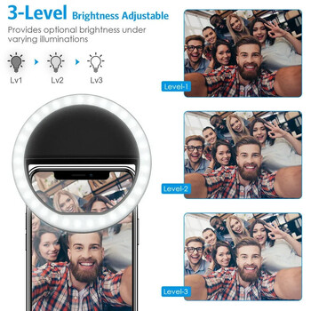 Φωτιστικό δαχτυλιδιού USB φόρτισης Led Selfie Φωτιστικό Selfie Φακών κινητού τηλεφώνου για iPhone Φορητό Φωτιστικό Selfie τηλεφώνου Samsung Xiaomi POCO