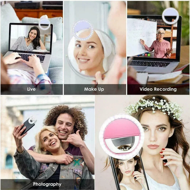 USB Charge Led Selfie Ring Light Objektiv mobilnog telefona Selfie lampa za iPhone Samsung Xiaomi POCO telefon Prijenosno Selfie svjetlo