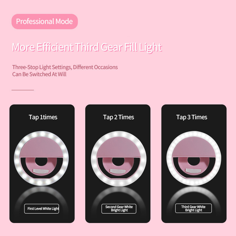 Mini kružno svjetlo za punjenje Mobilni telefon Snimanje fotografija Live Streaming USB Punjenje Led Selfie Ring Light Za Iphone Xiaomi Samsung