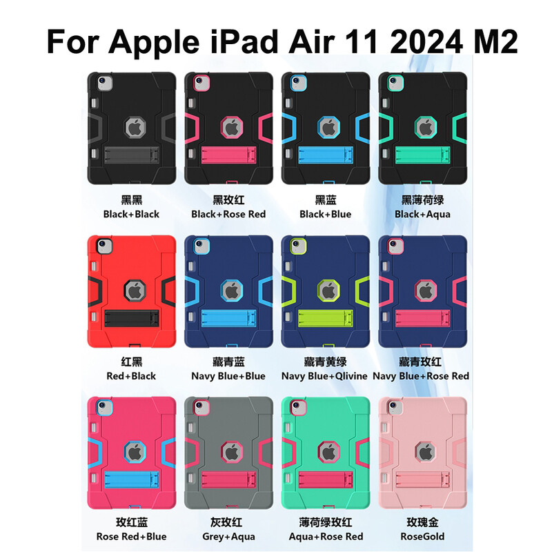 Za Apple iPad Air 11 2024 M2 A2902 A2903 A2904 Kućište otporno na udarce Sigurno za djecu Silikonsko hibridno postolje Poklopac za tablet