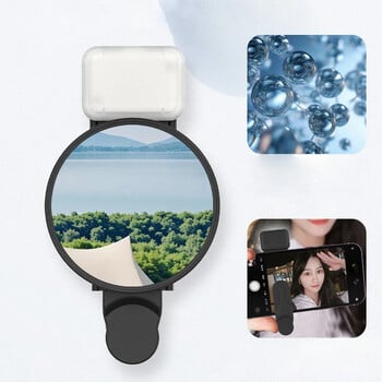 Selfie Mirror με LED Light Clip για πίσω κάμερα Λεπτός κυρτός καθρέφτης τηλεφώνου για iPhone 15 14 13 Max Plus για Selfies Vlogging