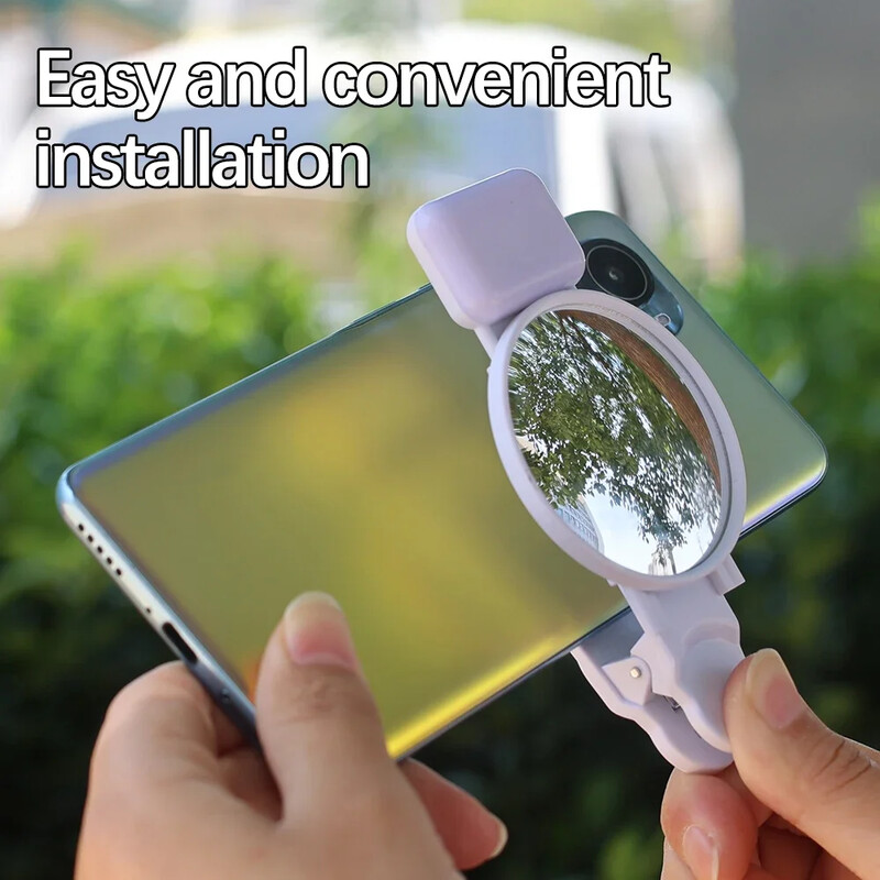 Ogledalo za selfije s LED svjetlom za stražnju kameru Tanko konveksno zrcalo za telefon za iPhone 15 14 13 Max Plus za selfije Vlogging