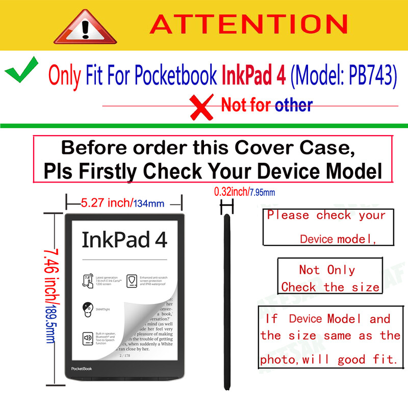 Luksuzna torbica za PocketBook 743 InkPad 4 čitač e-knjiga, sklopivi kožni omot TPU Soft Shell, zaštitne kutije s magnetskim zatvaranjem
