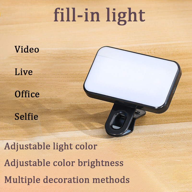 3 načina rada, podesiva svjetlina, prijenosno mini selfie svjetlo za punjenje, punjivo štipaljko za mobilni telefon, računalo, svjetlo za punjenje