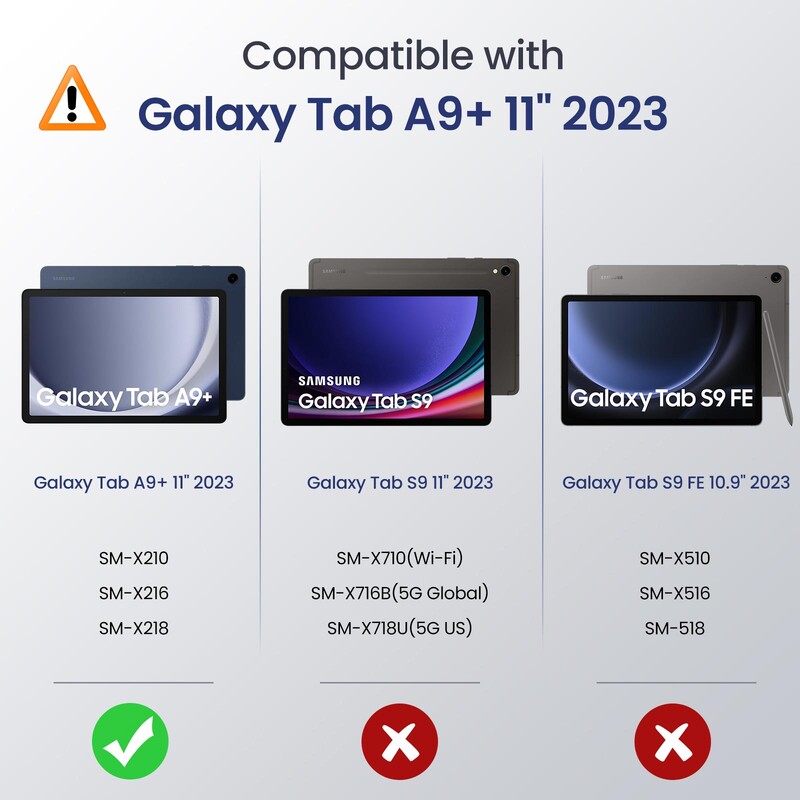 MoKo torbica za Samsung Galaxy Tab A9 Plus 11-inčni 2023 (SM-X210/X216/X218), otporna na udarce, otporna na udarce, čvrsti stražnji poklopac sa postoljem, ugrađen