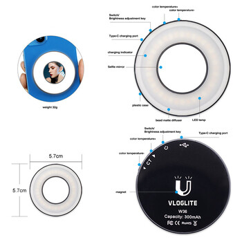 Νέο Μαγνητικό κινητό τηλέφωνο Selfie Light Led Ring Fill Fill Light για Magsafe Iphone 12 13 14 Series Android Φως τηλεφώνου Επαναφορτιζόμενο