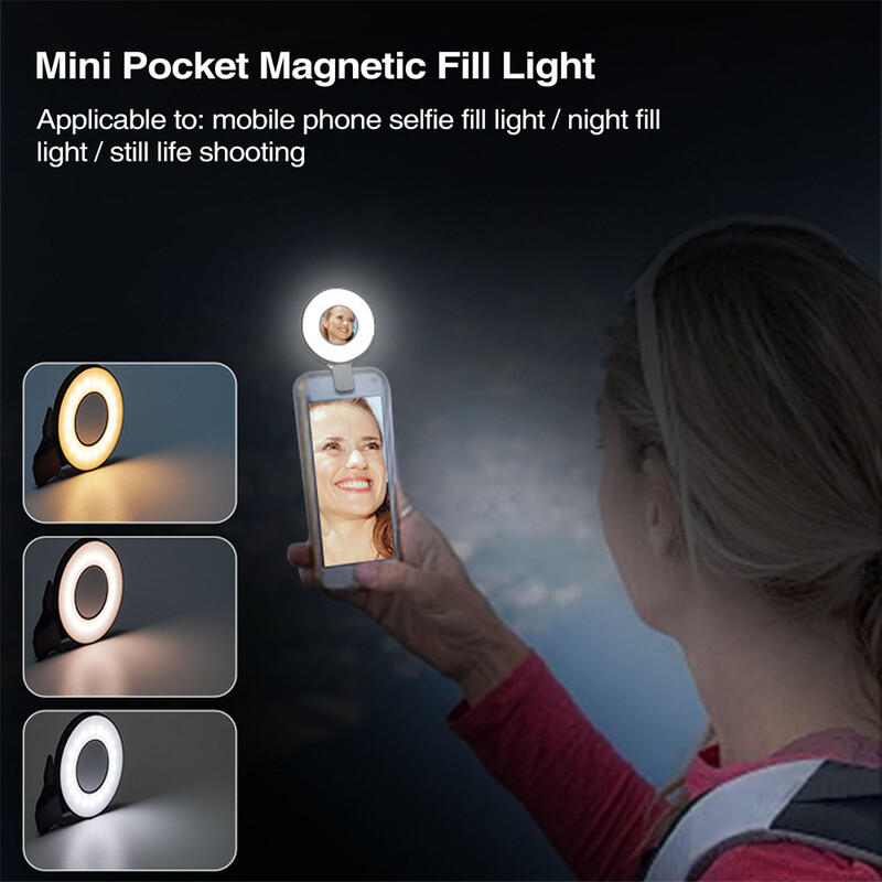 Uus magnetiline mobiiltelefoni Selfie valgus LED-rõnga täitevalgusti Magsafe Iphone 12 13 14 seeria Androidi telefonivalgusti laetav