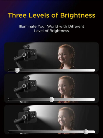 Selfie Stick Stand Phone Fill Light RGB Magnetic Light 3 Ρύθμιση φωτεινότητας και 7 χρωμάτων για AOCHUAN Smart S2 /X/XR Pro Live