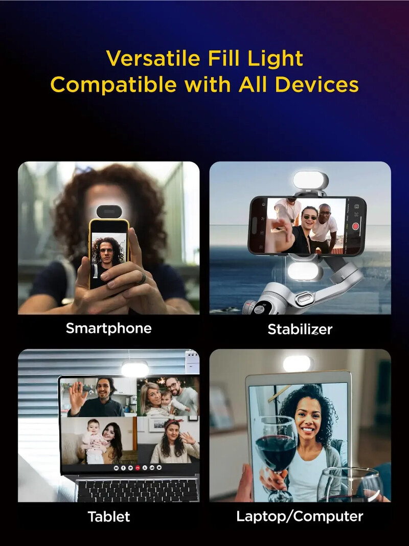 „Selfie Stick“ stovo telefono užpildymo lemputė RGB magnetinė lemputė, 3 ryškumo ir 7 spalvų reguliavimas, skirtas AOCHUAN Smart S2 /X/XR Pro Live