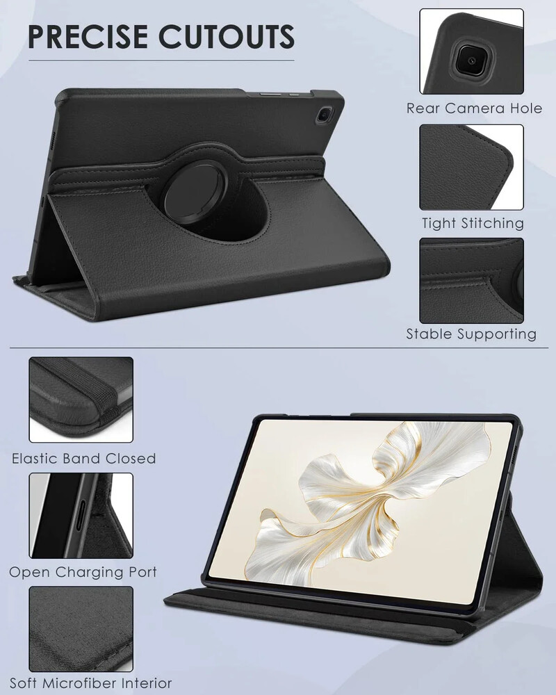 360 rotirajuća torbica za Huawei Honor Pad 9 12.1 inča 2024 Poklopac sa postoljem PU kožna torbica za Honor Pad 9 HEY2-W09 HEY2-W19 temelj