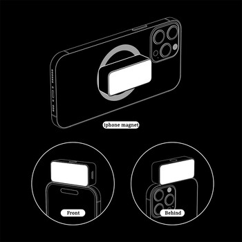 Magnetic Portable Mini Selfie Fill Light Ρυθμιζόμενος Επαναφορτιζόμενος Φορητός Φωτισμός Led βίντεο για κάμερα Tiktok Mobile iPad