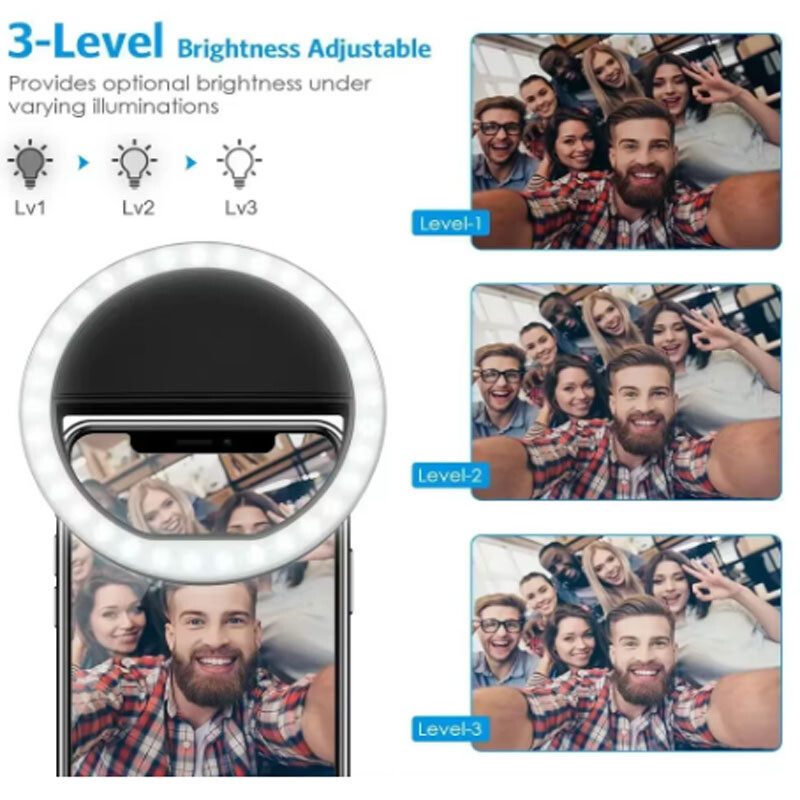 LED šviesos žiedas su USB telefono įkrovikliu Vlogging Photography Video LED kameros asmenukių šviesa, skirta tiesioginės transliacijos vaizdo fotografavimui