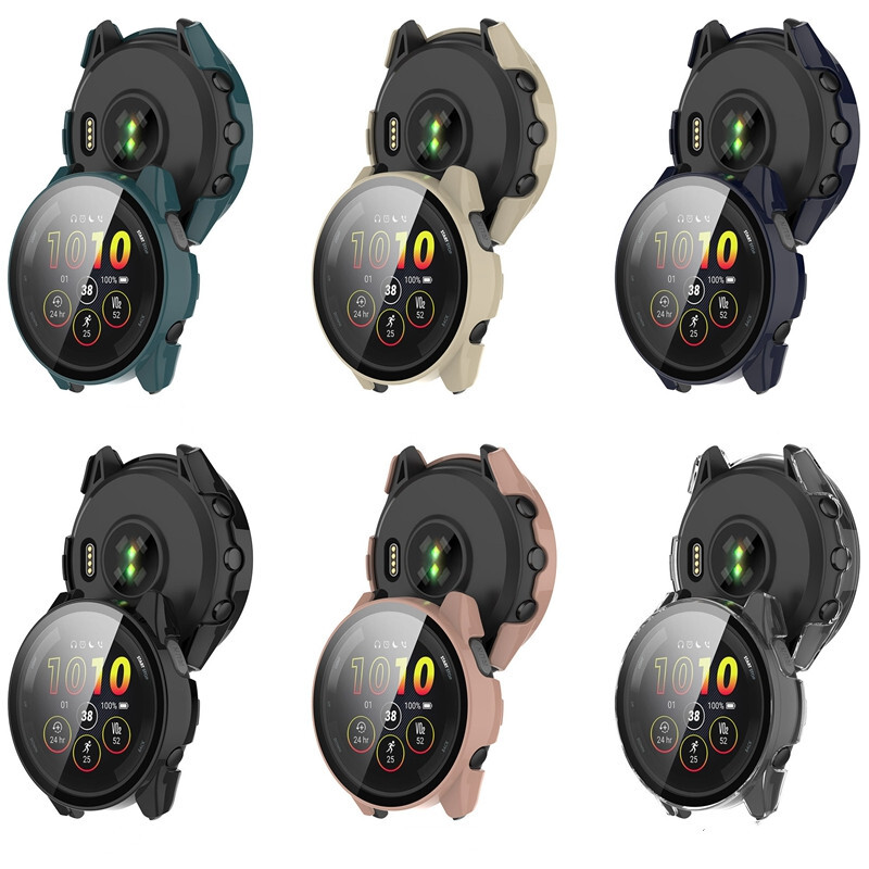 Калъф за компютър+закалено стъкло за Garmin Forerunner 265 265S 965 955 255 255S Forerunner 255 255S 955 965 Протектор на екрана Капак на часовника