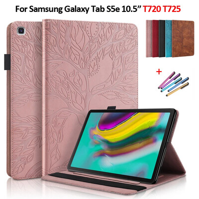 Etui, skirtas Samsung Galaxy Tab S5e Case 10 5 colių reljefinis medžio odinis atverčiamas dėklas, skirtas Samsung S5e planšetinio kompiuterio dėklas Coque SM-T720 SM-T725