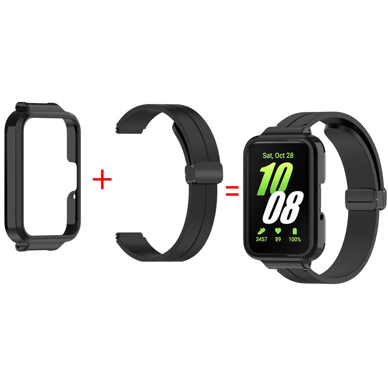 2 TK silikoonrihm + ümbrise kate kokkupandav pandla magnetiline pandlarihm Samsung Galaxy Fit 3 jaoks