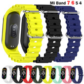 Remen za Xiaomi Mi Band 7 6 5 4 3 Pametna narukvica Sport Wrist Replacement Mekani silikonski ocean remen za Mi band 5 7 8 narukvica
