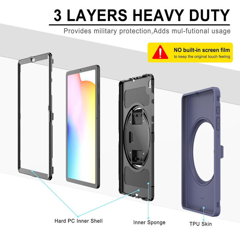 Sigurno za djecu otporno na udarce PC + TPU remen za ruku, stalak, maska za tablet za Samsung Galaxy Tab S6 Lite 10.4 2020 2022 2024 SM-P615 torbica