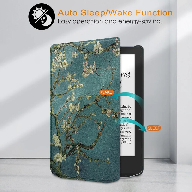 Plonas dėklas naujam 6 colių „Pocketbook Verse Pro Color“ / 634 „Verse Pro“ e-Reader, lengvas PU odinis dangtelis su automatiniu miego režimu / pabudimu