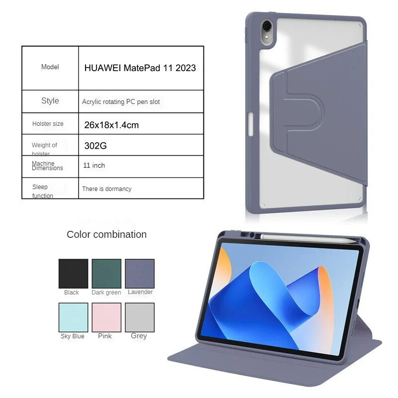 Za Huawei MatePad 11 2021/2023 10.95"DBY-W09 Akrilni rotirajući s kućištem za olovke Smart Stand Cover za MatePad 11 DBR-W00 tablete