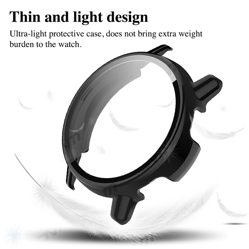 Стъкло+калъф за Garmin VivoActive 5 Закален стъклен протектор на екрана и твърда PC защитна броня Аксесоари за Garmin Vivo Active 5