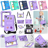 Samsung Galaxy Tab A7 Lite 8.7 2021 SM-T220 T225 Kids Bracket Case Tab A9 2023 SM-X110 X115 X117 ar plecu siksnas pārsegu