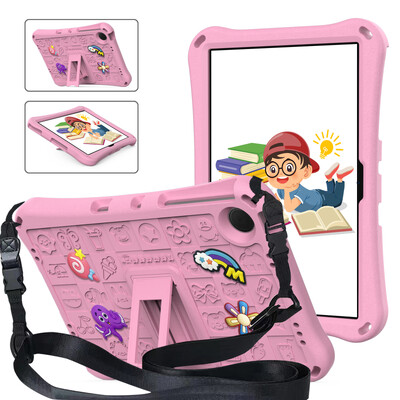 Samsung Galaxy Tab A7 Lite 8.7 2021 SM-T220 T225 Kids Bracket Case Tab A9 2023 SM-X110 X115 X117 ar plecu siksnas pārsegu