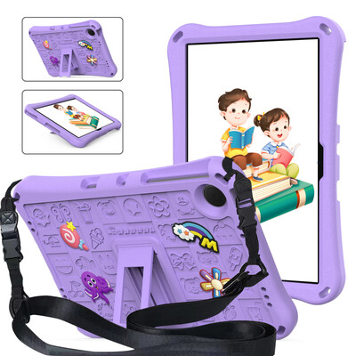 Samsung Galaxy Tab A7 Lite 8.7 2021 SM-T220 T225 Kids Bracket Case Tab A9 2023 SM-X110 X115 X117 ar plecu siksnas pārsegu