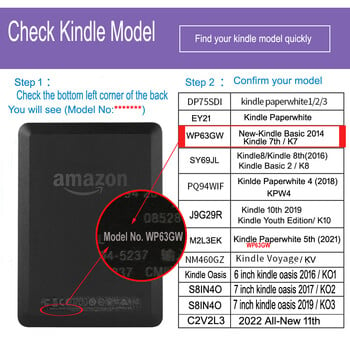 Κάλυμμα για Kindle 7th Case e-book 2014 No Model No:WP63GW Inclusive Retro Classic Smart PU Δερμάτινο κάλυμμα με Auto Sleep/Wake