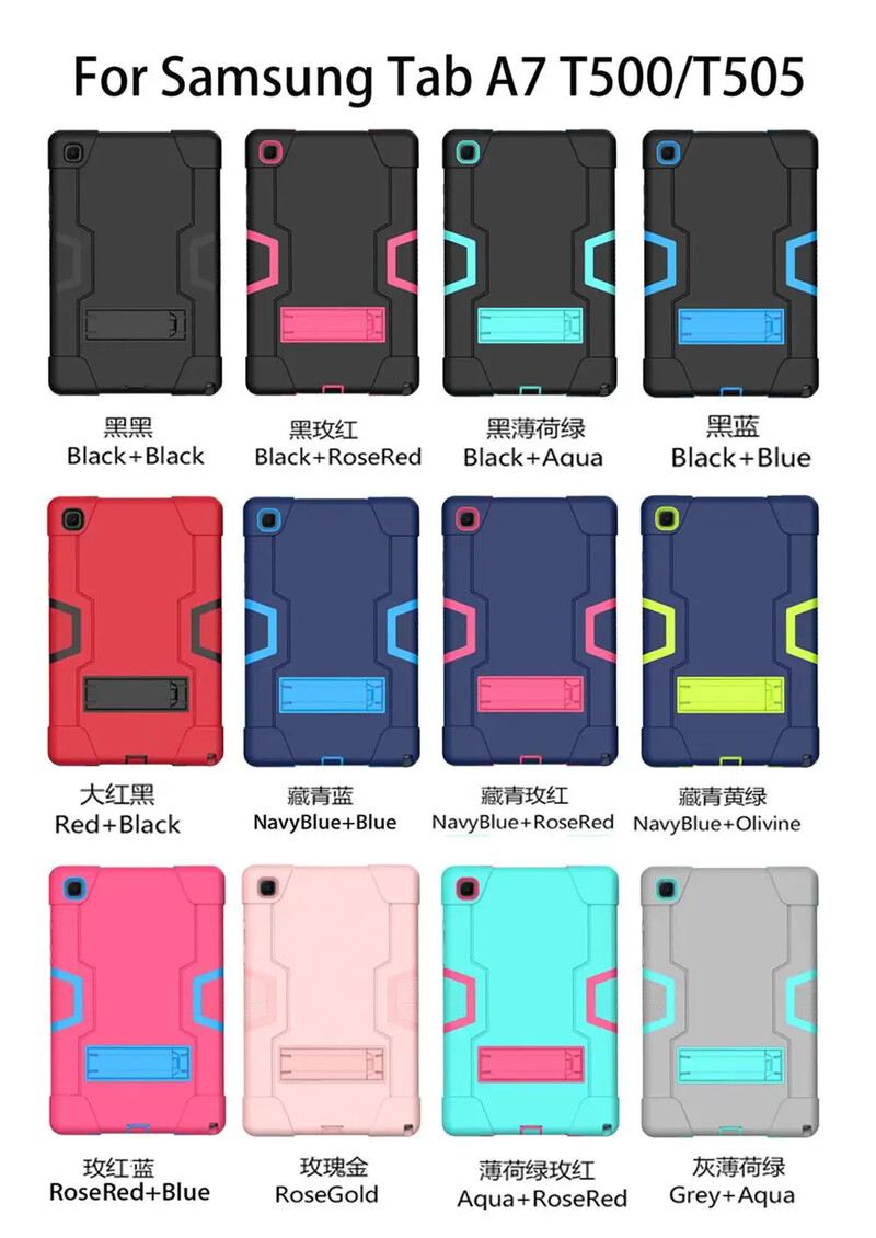 Za Samsung Galaxy Tab A7 10.4 inča SM-T500 T505 silikonska maska + stalak otporan na udarce PC poklopac za tablet za Samsung SM-T503 T509 10.4"