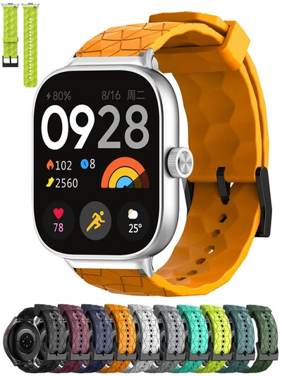 Futbolo modelio silikoninis dirželis skirtas „Xiaomi Mi Band 7 8 Pro“ pakeičiamas išmaniojo laikrodžio riešo apyrankė „Correa“, skirtas „Redmi“ laikrodžio 4 dirželiui