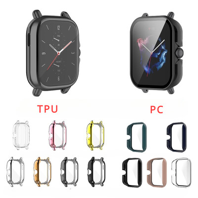 Carcasă PC+Sticlă temperată pentru Amazfit GTS3 Protector de ecran cu acoperire completă Bumbac de curățare a barei de protecție pentru ceas inteligent pentru Amazfit GTS3