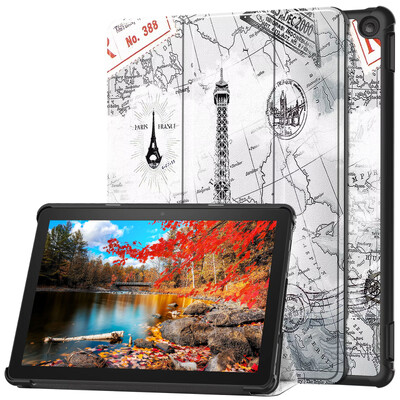 Nova torbica za tablet od PU kože za potpuno novi tablet Amazon Fire HD 10 (13. generacija, izdanje 2023.) Trostruki poklopac postolja otporan na udarce