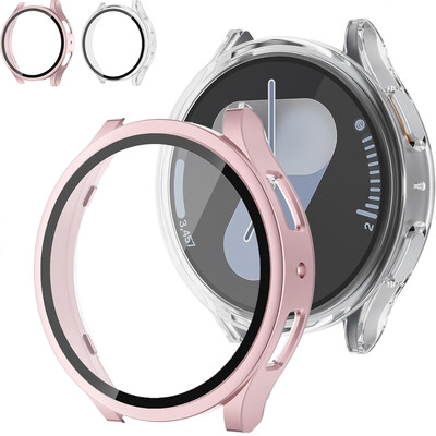 Sticlă securizată + carcasă pentru husă Samsung Galaxy Watch 7/6/5/4 44mm 40mm Protector de ecran complet pentru bara de protecție pentru PC Galaxy watch FE Accesorii