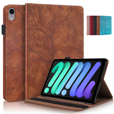 Coque za iPad Mini 7 Case 8.3" Reljefno stablo PU kožna preklopna maska za Funda iPad Mini 2024 Mini 7th 6th Generation Case Cover