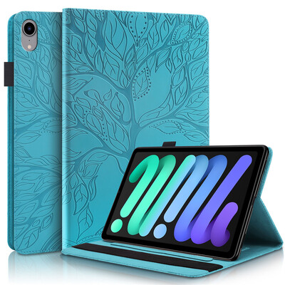 Coque za iPad Mini 7 Case 8.3" Reljefno stablo PU kožna preklopna maska za Funda iPad Mini 2024 Mini 7th 6th Generation Case Cover