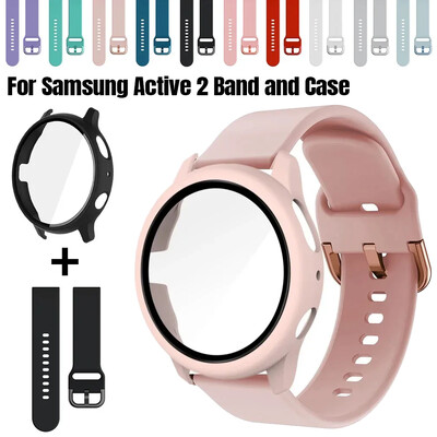 Λουράκι + θήκη 20mm για Samsung Galaxy Watch Active 2 Bracelet Band Coverage Bumper forGalaxy Watch 4/5/6 Προστατευτικό κάλυμμα 40mm 44mm