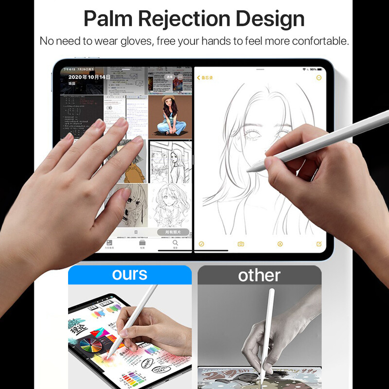 Za Apple Pencil 2 bežično punjenje Palm Rejection Stylus Pen za iPad Air 4 5 Pro 11 12.9 Mini 6 Dodaci za iPad Pencil