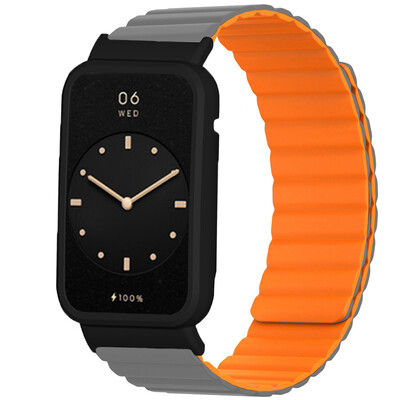 Каишка за Xiaomi Mi Band 7 Pro Двустранен магнитен мек силиконов колан, метален корпус, гривна, гривна за часовник Xiaomi Miband 7pro