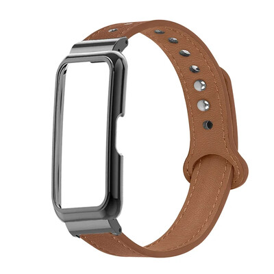 Протектор за калъф с каишка за Huawei Band 8 Smartband Кожена гривна за Huawei band 9 Wristband huawei band 9 Metal Protect Cover